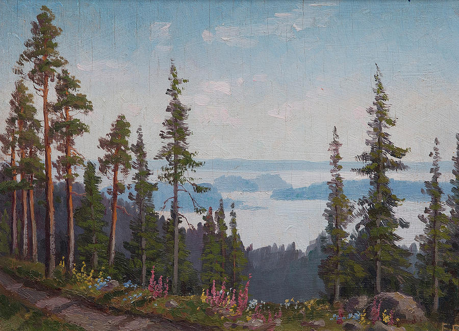 Landscape By The Lake Painting