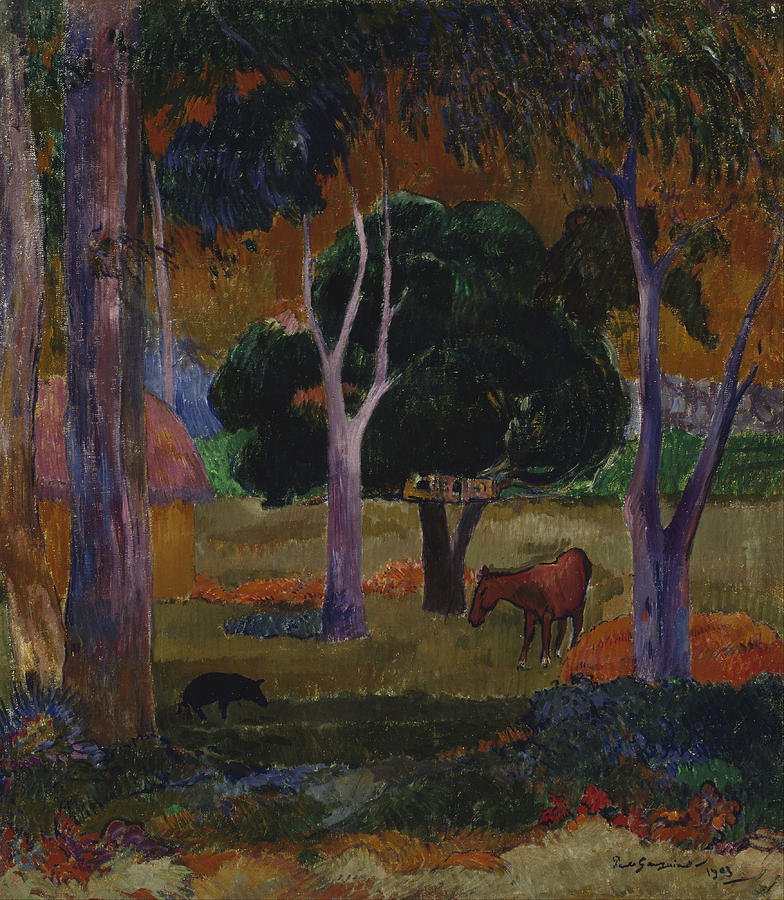Landscape With A Pig And A Horse Painting