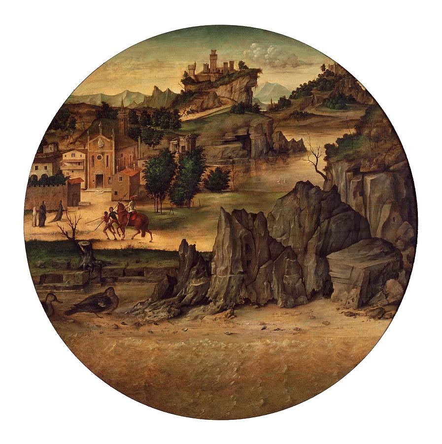 Landscape With Castles #1 Painting by Bartolomeo Montagna