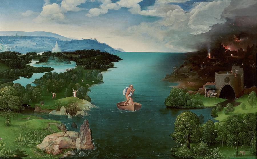 Landscape With Charon Crossing The Styx #1 Painting by Joachim Patinir
