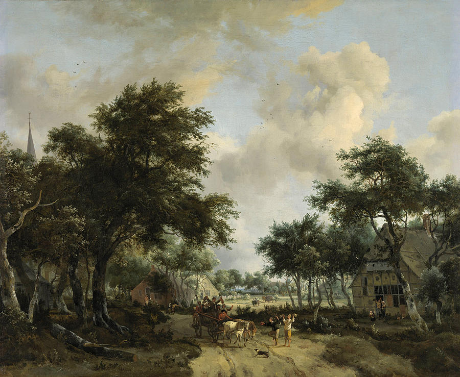 Meindert Hobbema Painting - Landscape with cheerful companionship #1 by Meindert Hobbema