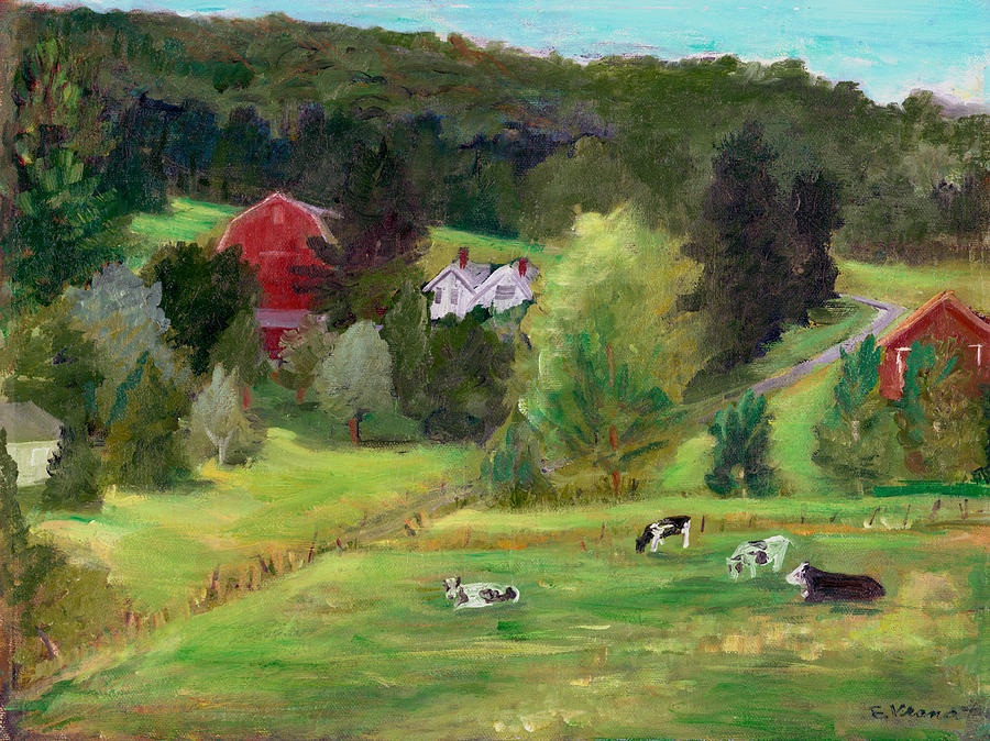 Cow Painting - Reeds Farm from Stevenson Rd. by Ethel Vrana
