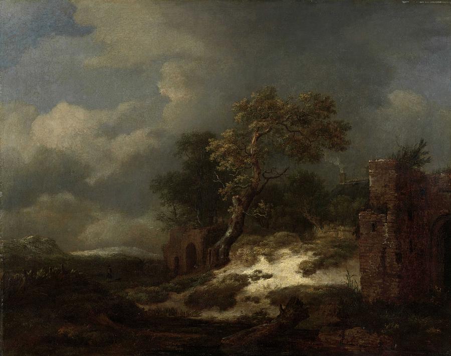 Landscape With Ruins, Jacob Isaacksz. Van Ruisdael, 1650 - 1682 Painting