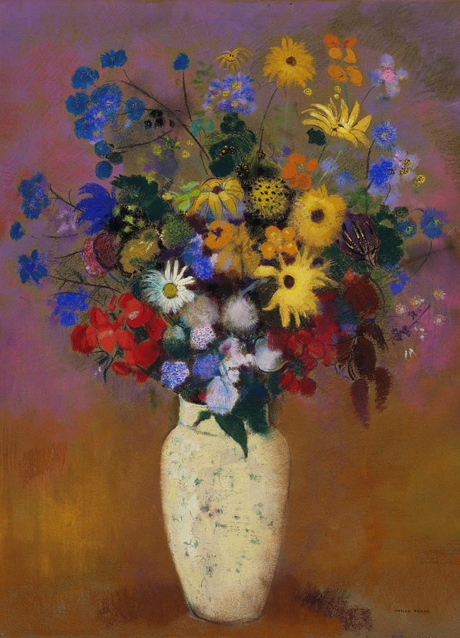 Large Bouquet In A Japanese Vase, Painting by Odilon Redon - Fine Art ...