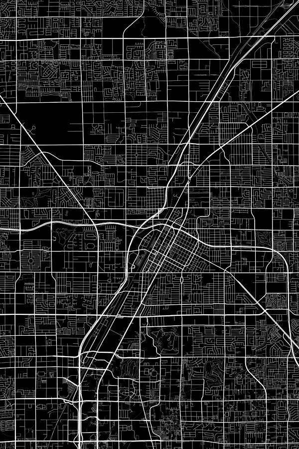 Las Vegas Nevada USA Dark Map Digital Art by Jurq Studio - Fine Art America