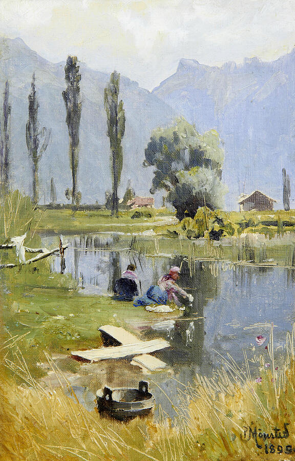 Laundry day, from 1899 Painting by Peder Monsted