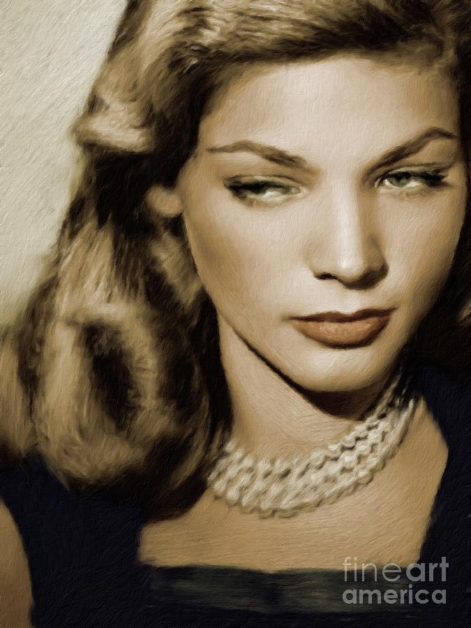 Hollywood Painting - Lauren Bacall, Vintage Actress #1 by Esoterica Art Agency