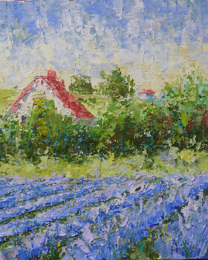 Lavender field Provence #1 Painting by Frederic Payet