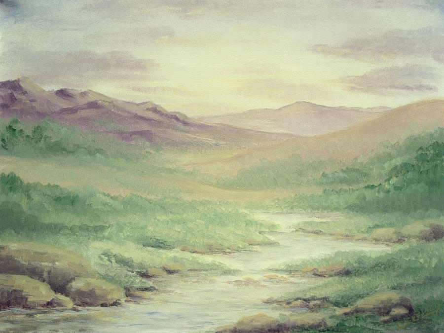 Landscape Painting - Lazy Creek #1 by Cathy Cleveland
