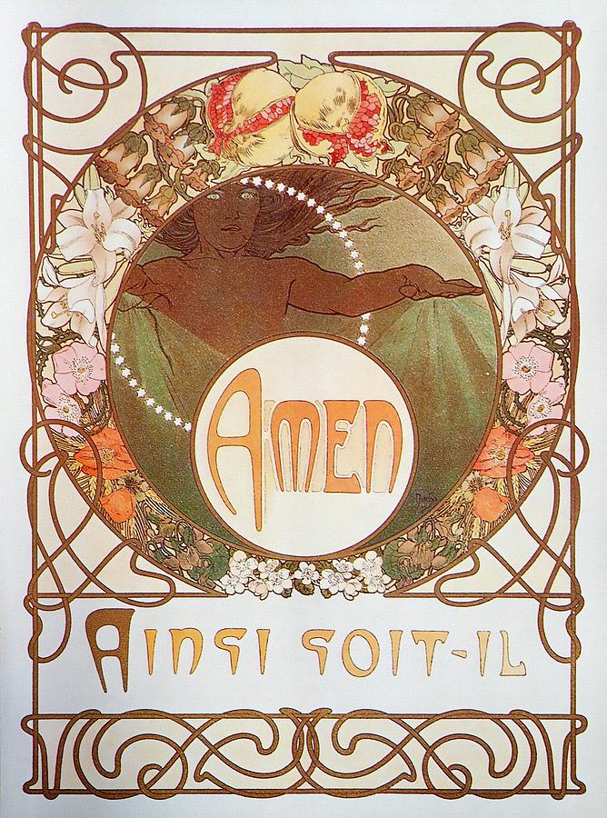Le Pater #1 Painting by Alphonse Mucha