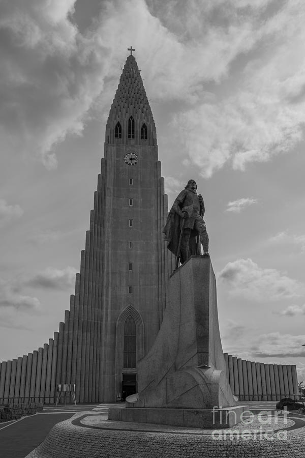 Leif Erikson Statue BW Photograph by Michael Ver Sprill