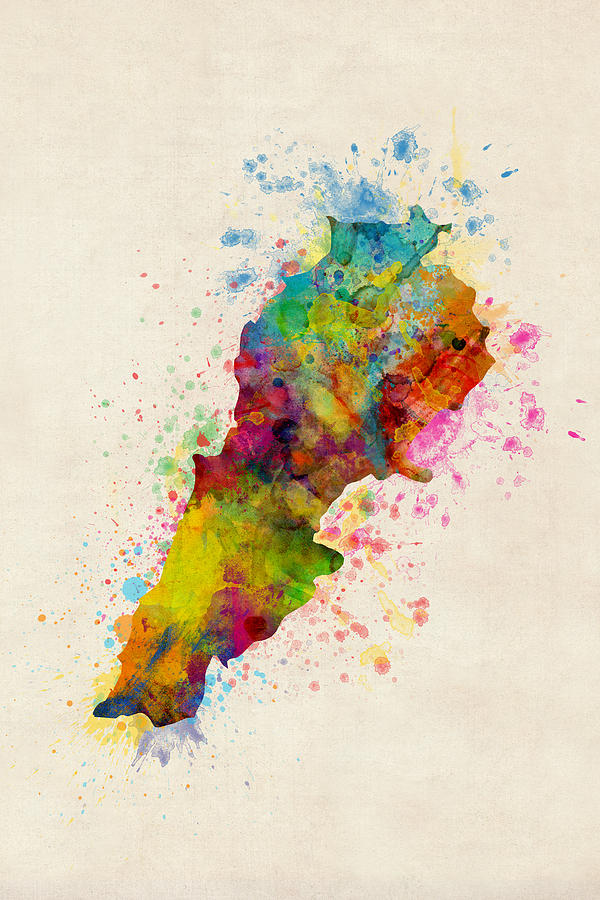 Lebanon Watercolor Map #1 Digital Art by Michael Tompsett