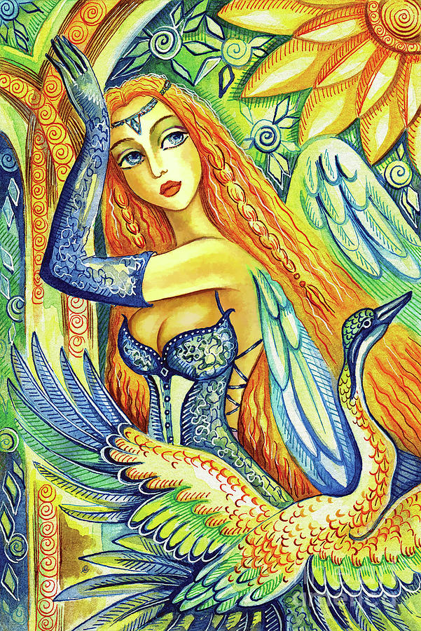 Fairy Leda and the Swan Painting by Eva Campbell