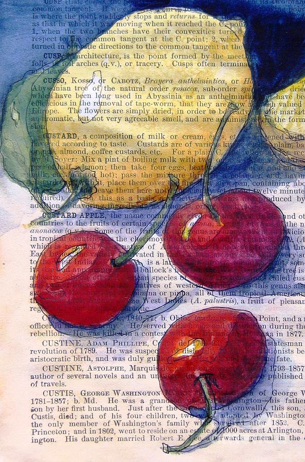 Lemon and Cherries 3 Painting by Maria Hunt