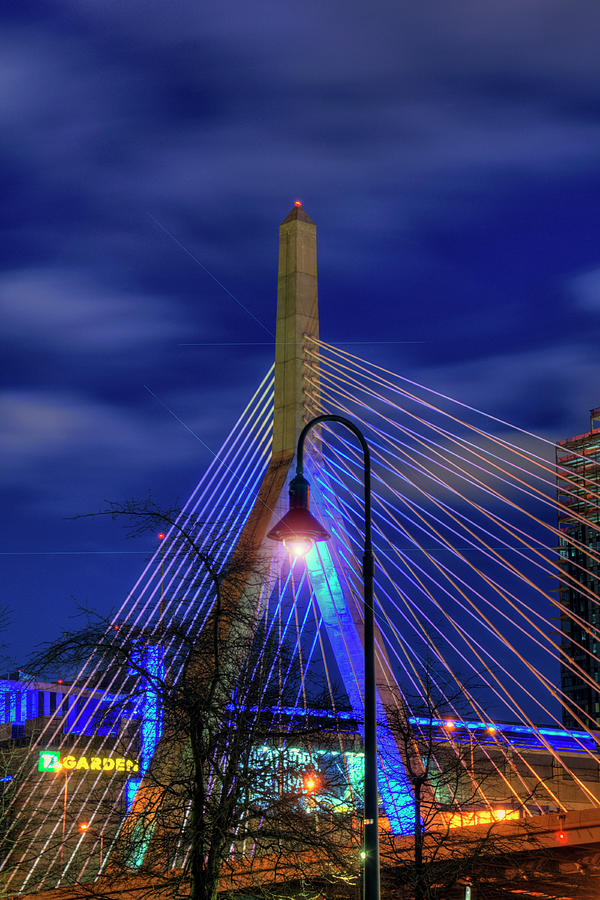 Leonard P Zakim Bridge at Night - Boston #2 Photograph by Joann Vitali
