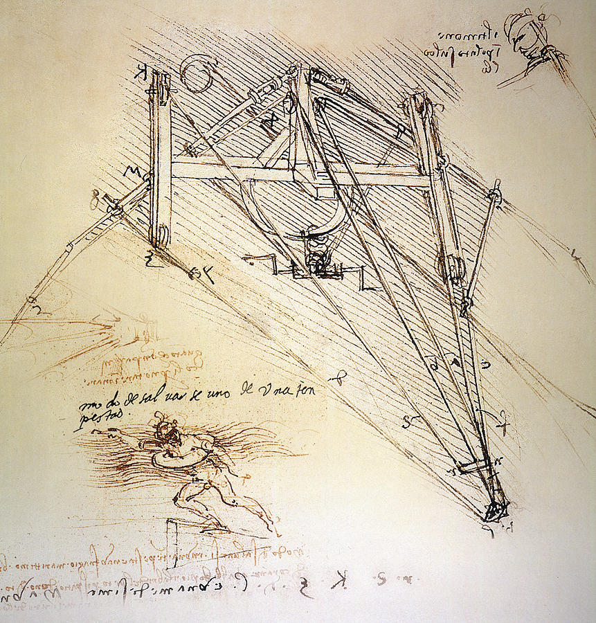 Ornithopter Drawing by Leonardo da Vinci