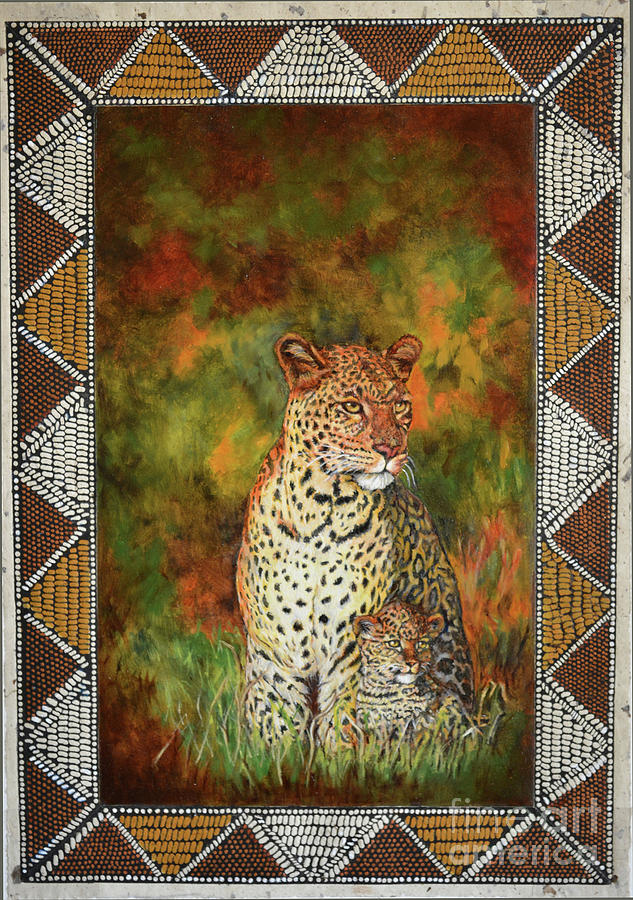 Nature Painting - Leopards #1 by Carol J  South
