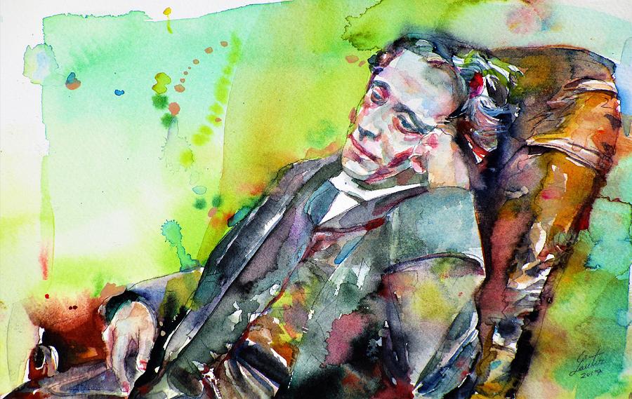 LEWIS CARROLL - watercolor portrait #1 Painting by Fabrizio Cassetta