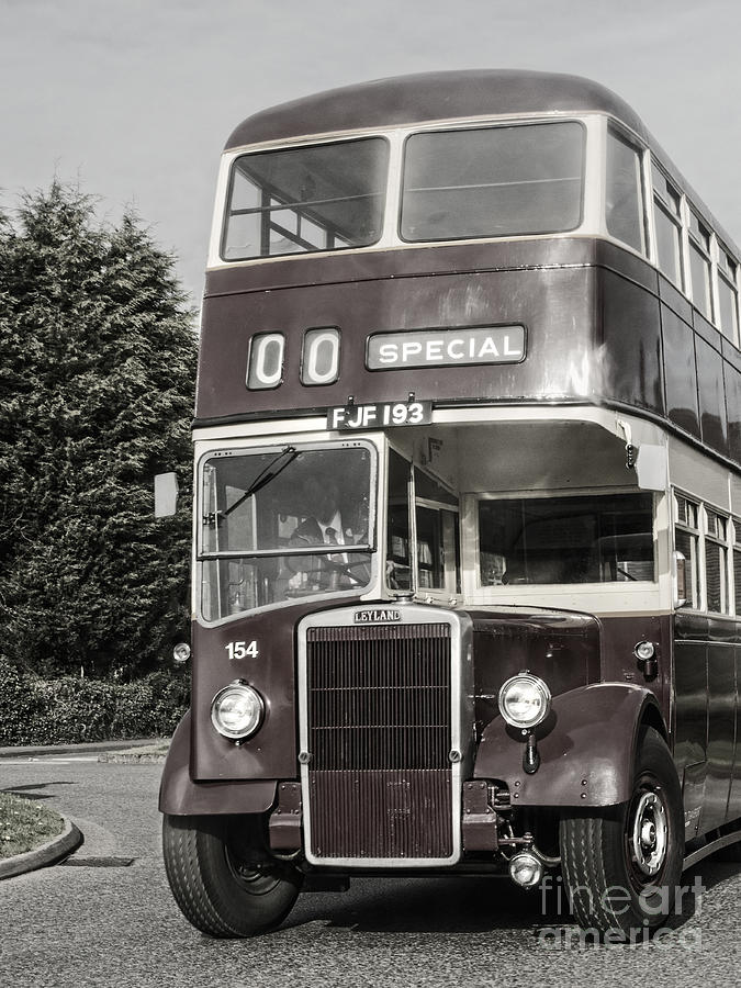 Vintage Photograph - Leyland Double Decker Bus #1 by Linsey Williams