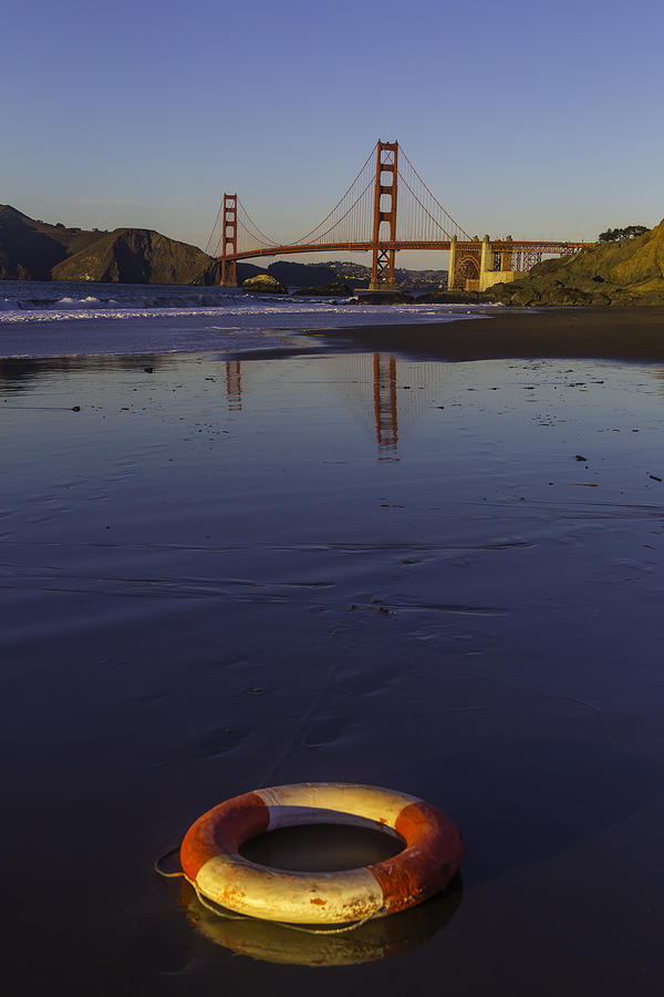 San Francisco Photograph - Life Ring On Beach #1 by Garry Gay