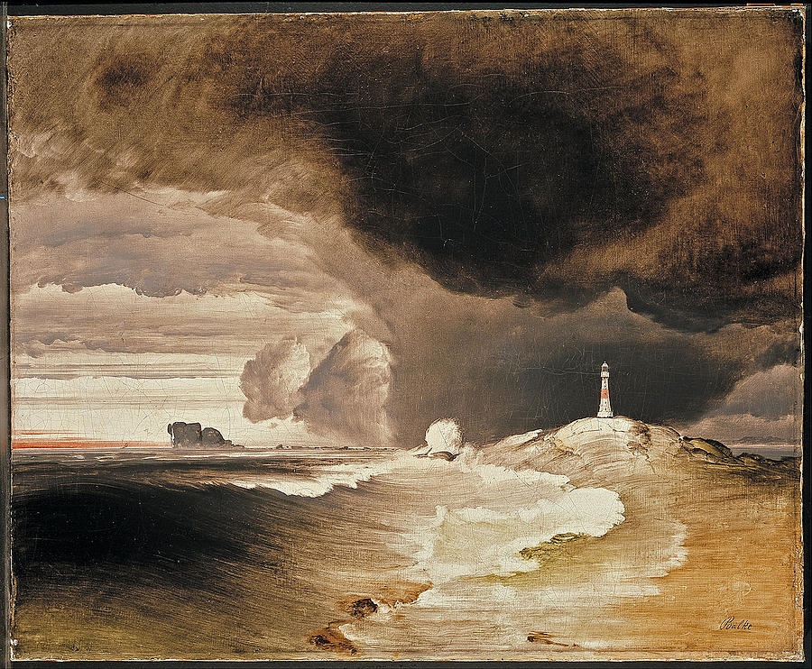 Lighthouse on the Norwegian Coast #1 Painting by Peder Balke
