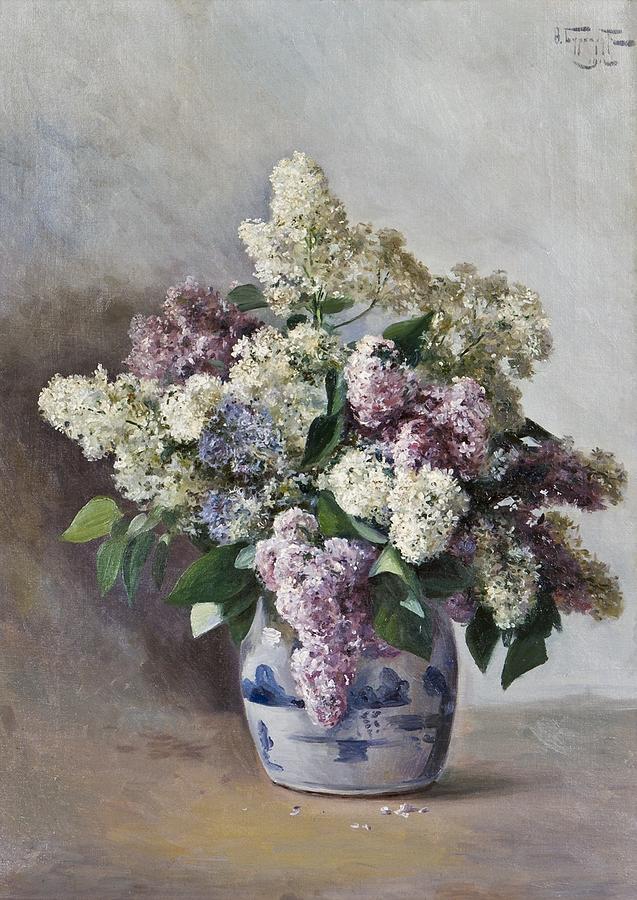 Flower Painting - Lilacs in a pot #1 by Fedor Karlovich