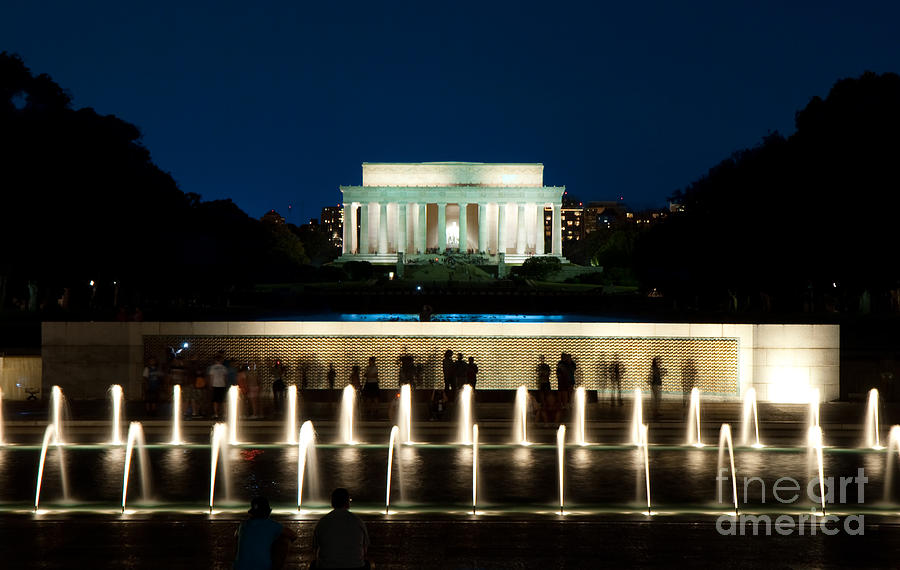 Lincoln and World War II memorial at night. #1 Photograph by Anthony Totah