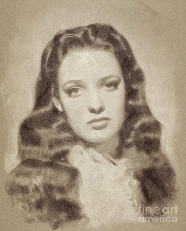Linda Darnell, Vintage Actress By John Springfield Drawing