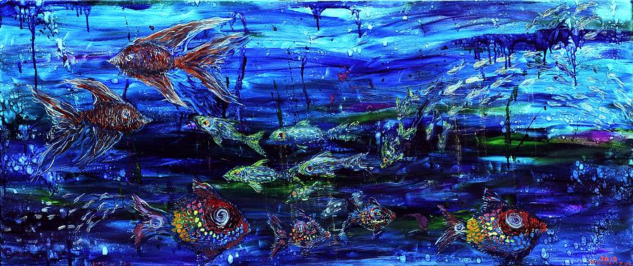 Abstract Painting - Lipstick Fish by Regina Valluzzi