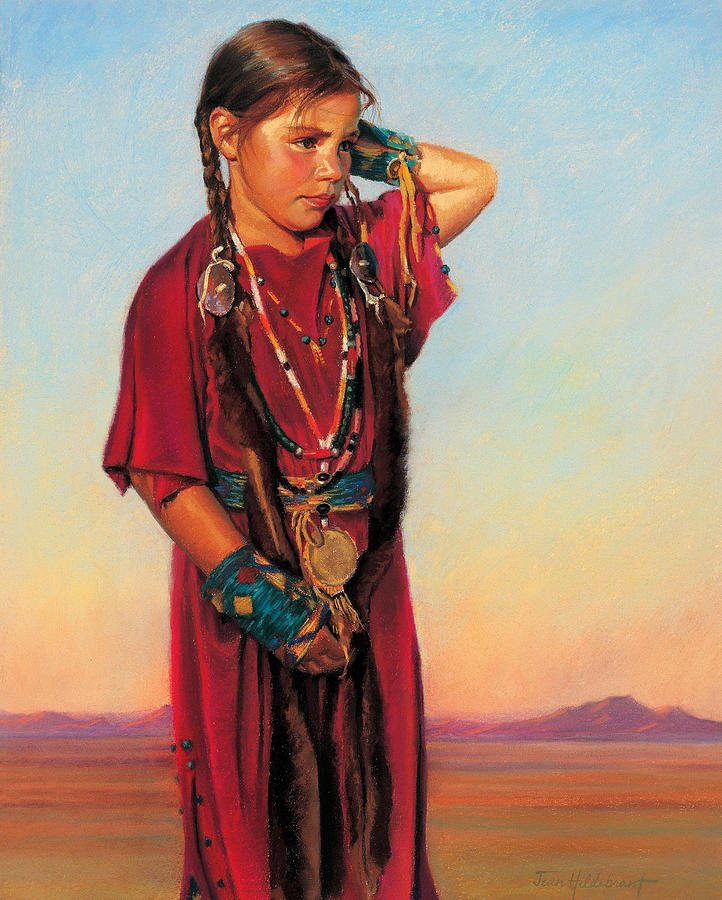 American Indian Painting - Little American Beauty I #1 by Jean Hildebrant