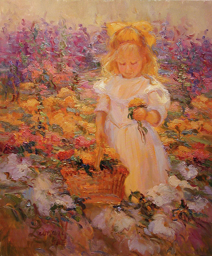 Little Flower Girl #1 Painting by Diane Leonard