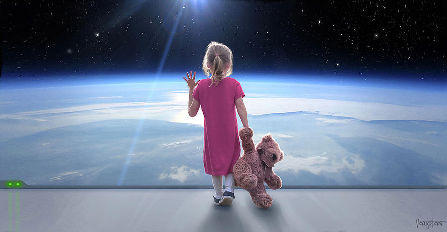 Little Girl at Home in Space #1 Digital Art by James Vaughan