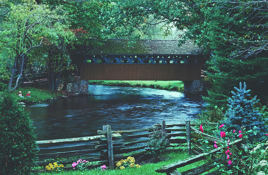 Spring Photograph - Little Hope Covered Bridge - Wisconsin 1980s #1 by Mountain Dreams