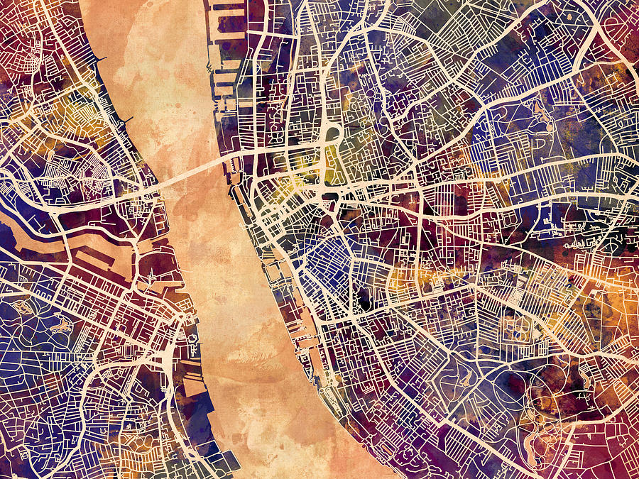 Liverpool England Street Map #1 Digital Art by Michael Tompsett