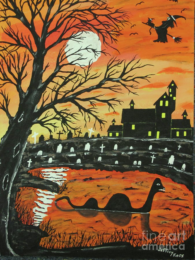 Loch Ness Monster This  Halloween Painting by Jeffrey Koss