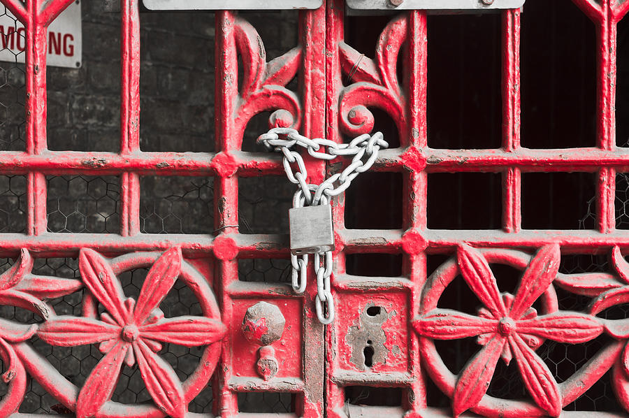 Abandoned Photograph - Locked gate #1 by Tom Gowanlock