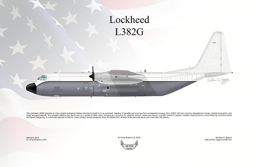 Lockheed L382G FLAG BACKGROUND Digital Art by Arthur Eggers