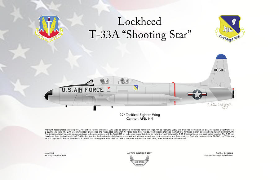 Lockheed T-33A Shooting Star #2 Digital Art by Arthur Eggers