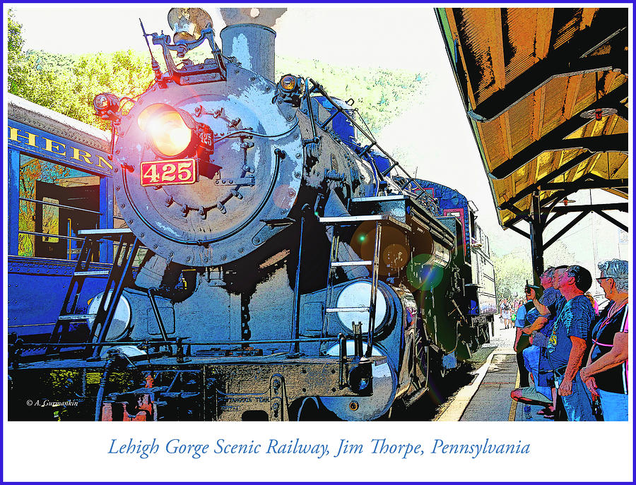Locomotive, Lehigh Gorge Scenic Railway, Jim Thorpe, Pennsylvani #1 Digital Art by A Macarthur Gurmankin