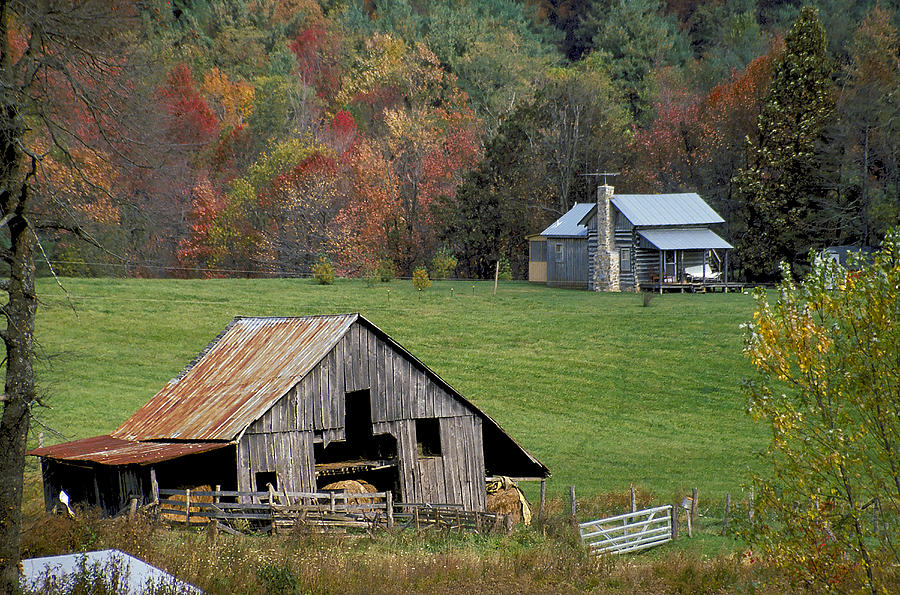 Log Cabin and Barn in Virginia Photograph by Carl Purcell - Fine Art ...