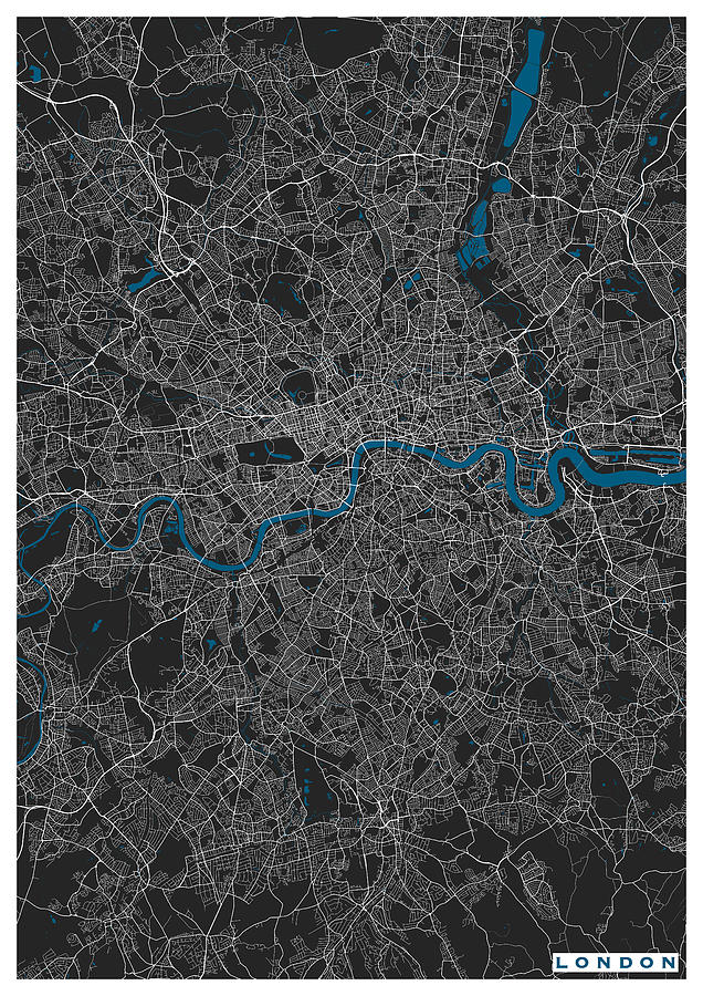 London city map black colour Digital Art by Marina Constandinou - Fine ...