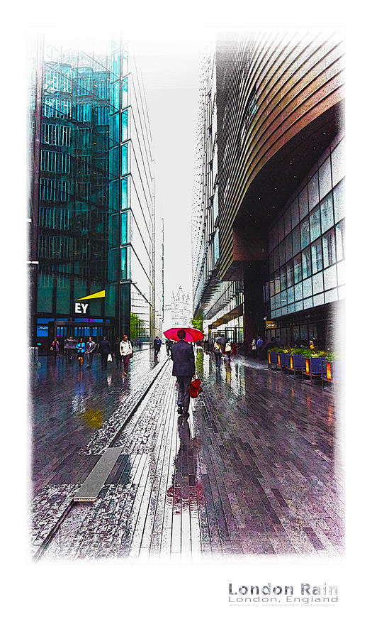 London Digital Art - London Rain #1 by AGeekonaBike Photography