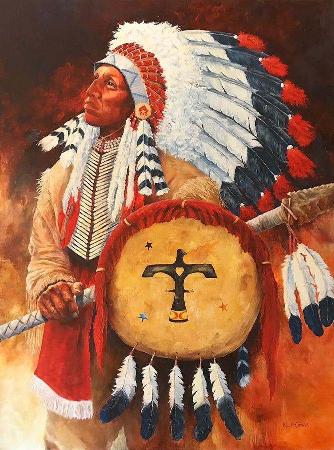 Lone Elk, Sioux Chief Painting by ML McCormick