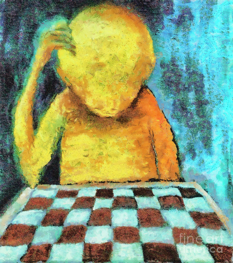 Lonesome chess player #1 Painting by Michal Boubin