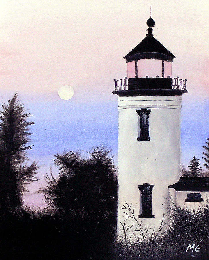 Lonesome Lighthouse Painting by Mary Gaines
