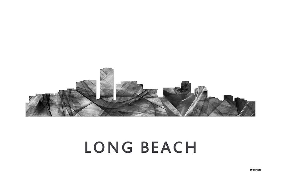 Architecture Digital Art - Long Beach California Skyline #1 by Marlene Watson