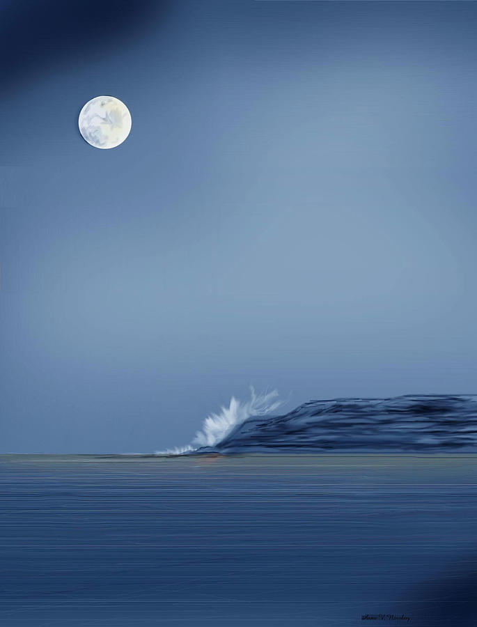Seascape Painting - Looking at the Moon #1 by Anne Norskog