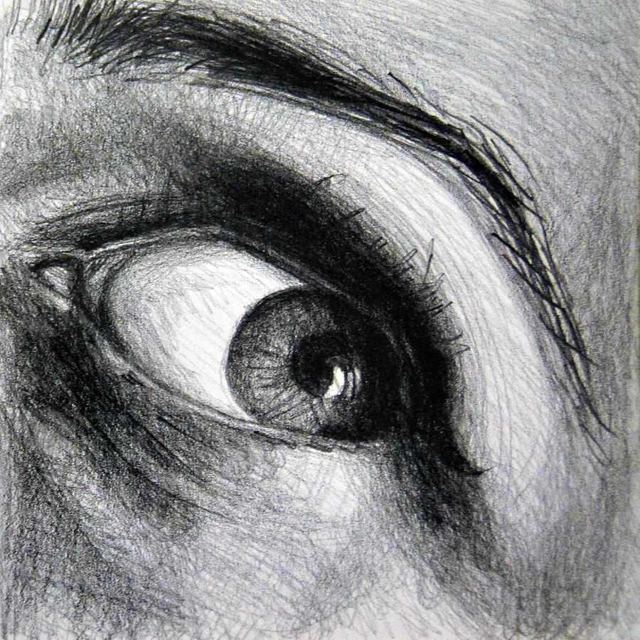 Looking eyes, graphite crayon on paper #1 Drawing by Oana Unciuleanu ...