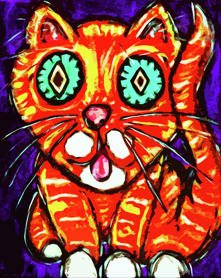 Looking Glass Cat Painting by Meghan Elizabeth