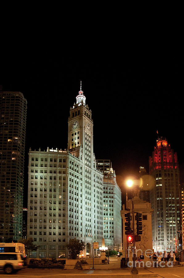 Looking North on Michigan Avenue at Wrigley Building #1 Photograph by David Levin